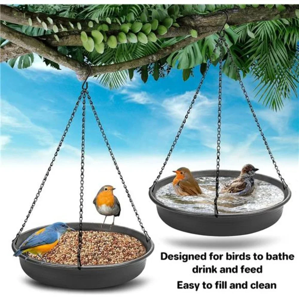Hanging Bird Bath Hanging Bird-Feeder -Garden Bird Bat Bird Feeder Plate Hanging